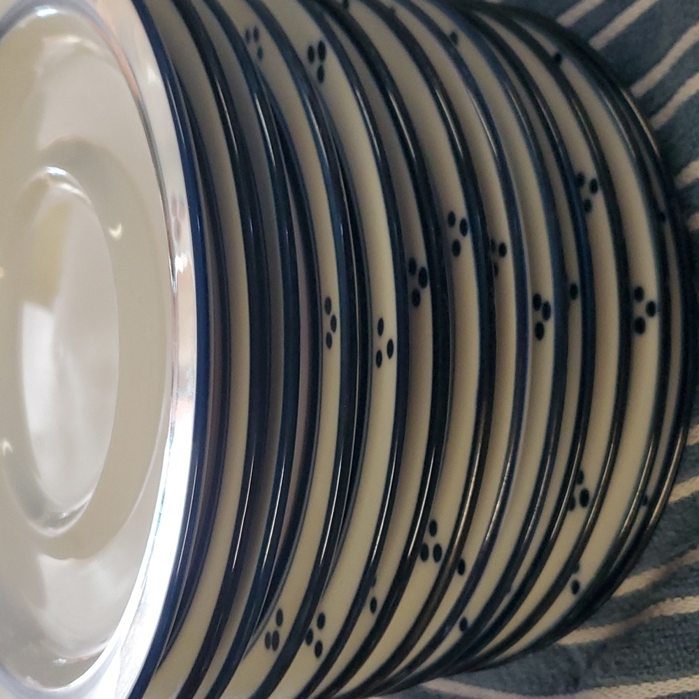 Dansk Bistro Fredriksborg Blue Coffee Mugs Saucers Cream Sugar Set of 30 - Picture 8 of 12